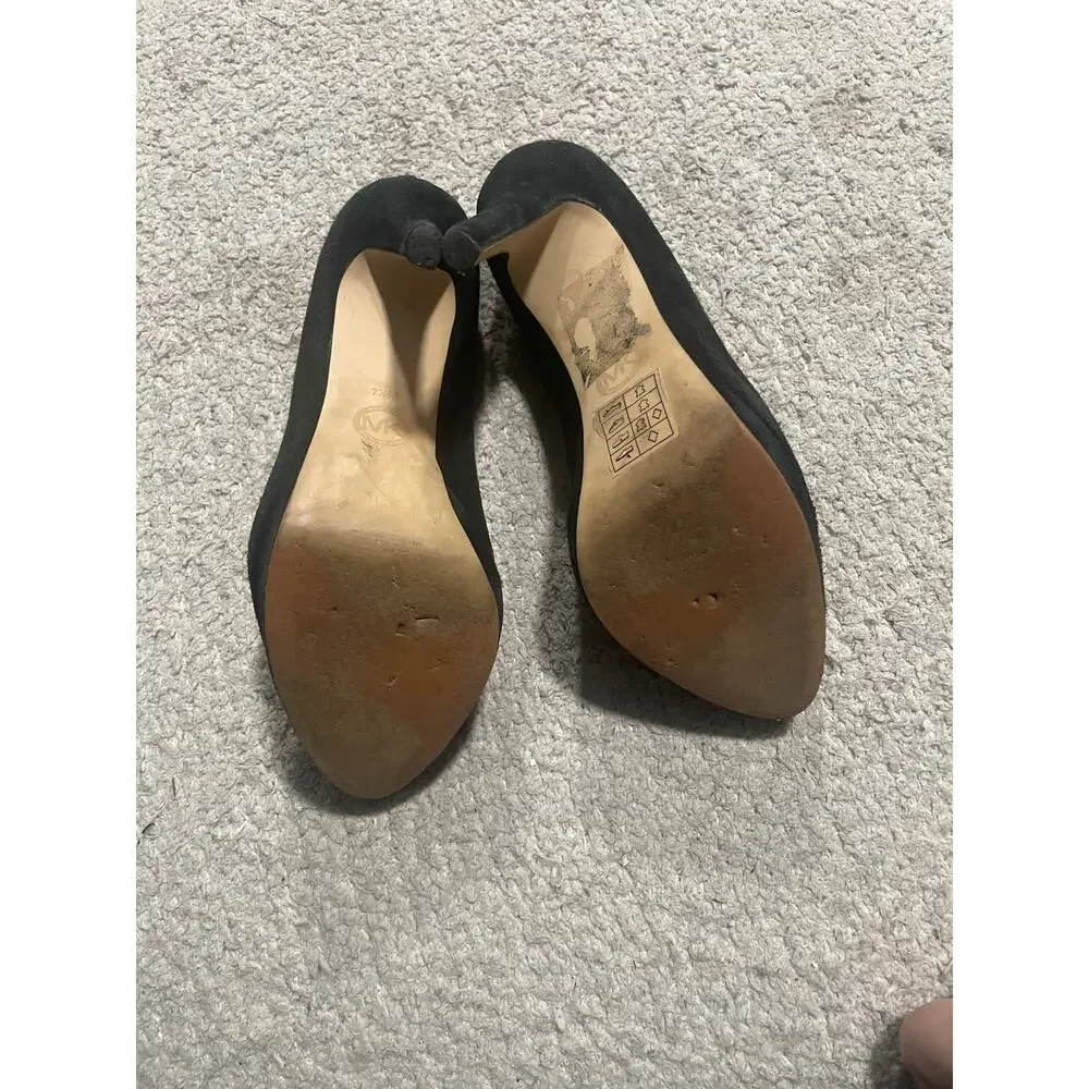 Michael Michael Kors Suede Pumps Heels Women's Size 7.5 M ST15G Leather Black